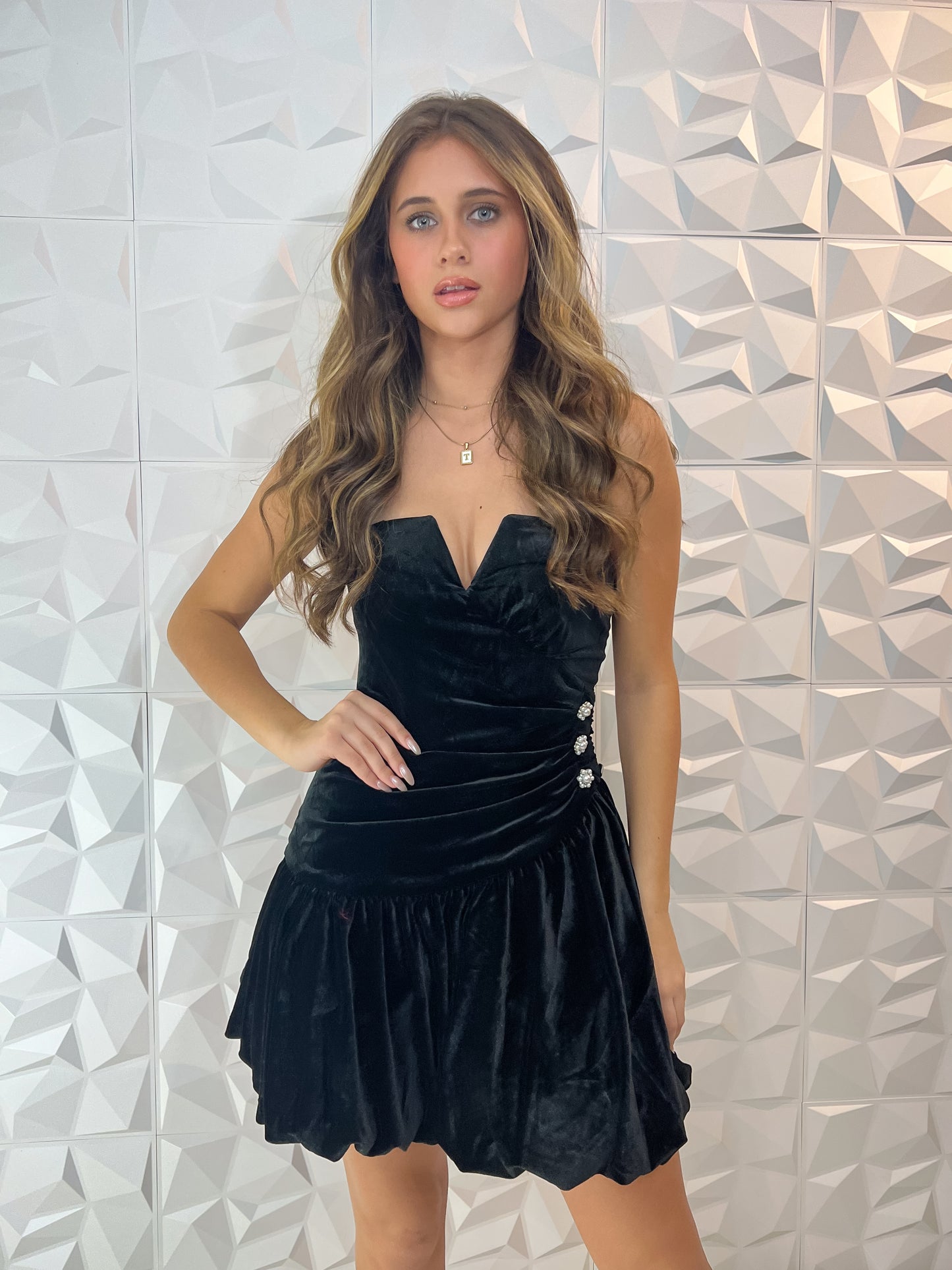 Pretty Like a Pearl Velvet Dress