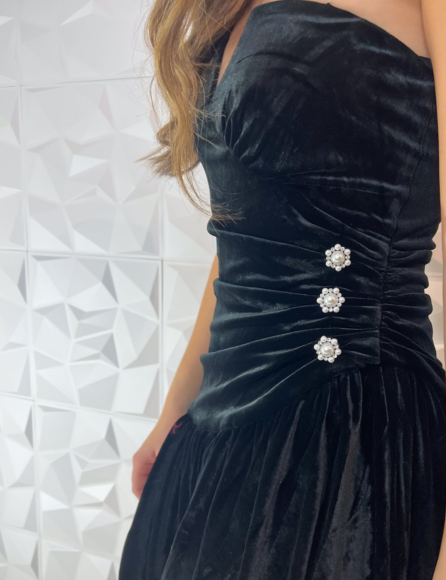 Pretty Like a Pearl Velvet Dress
