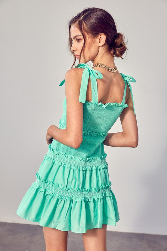 SMOCKED TIERED DRESS