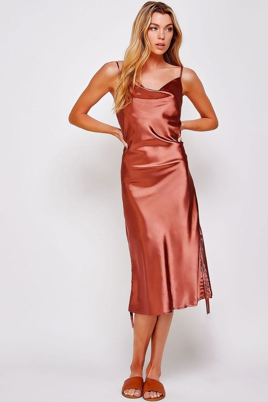 SATIN MIDI SLIP DRESS