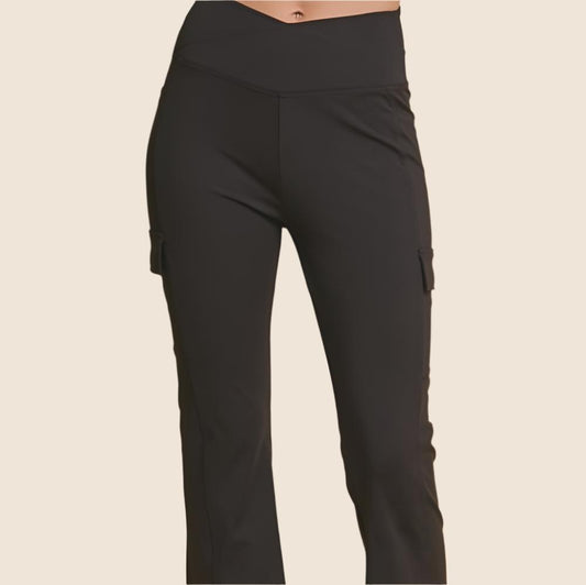 Black Corsi Flared Cargo Leggings