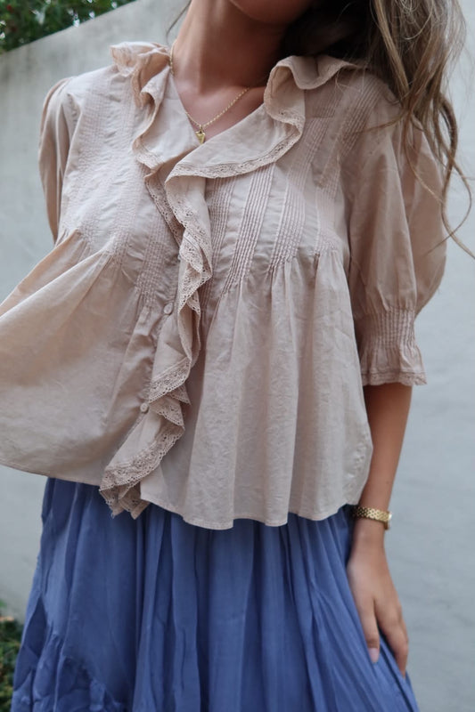 Greta Top in Taupe by Strawberry Paris