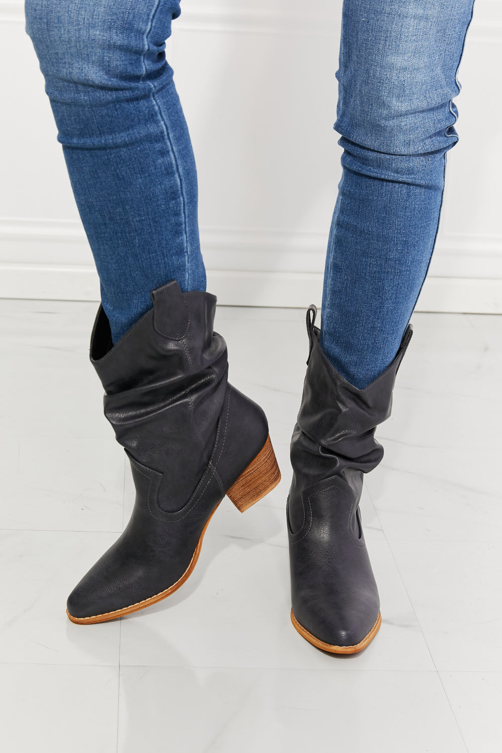 The Navy Scrunchie Boot