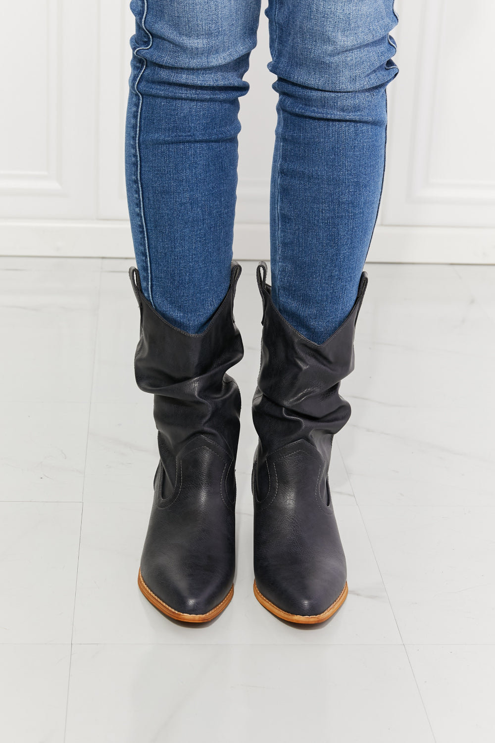 The Navy Scrunchie Boot