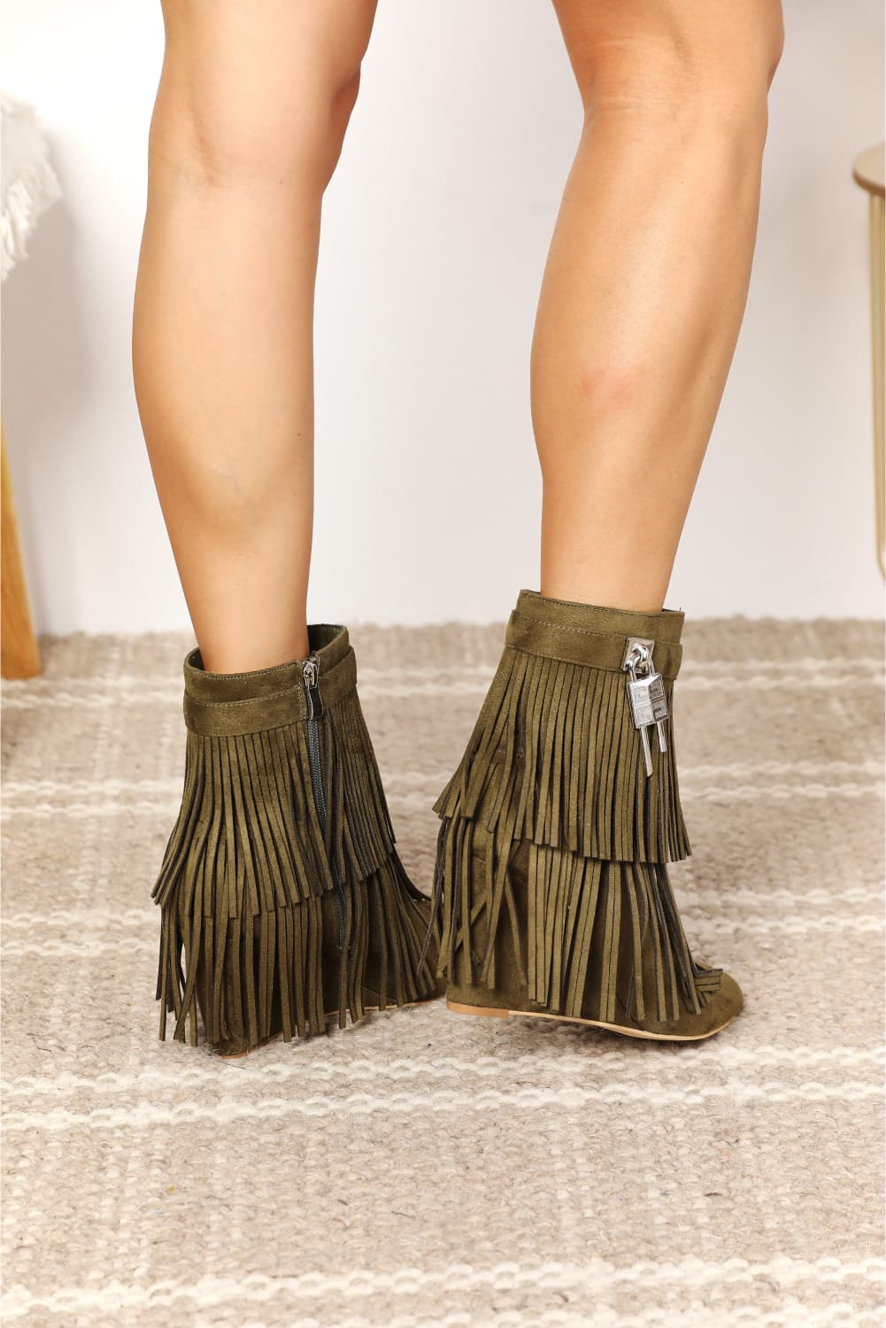 Top the Tassel Wedge Heel Ankle Booties