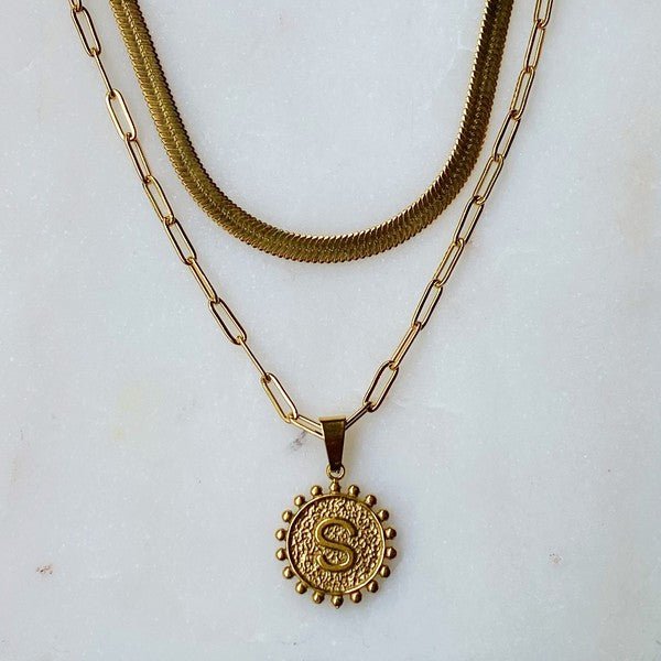 Double Chain Initial Necklace - Shop Shea Rock