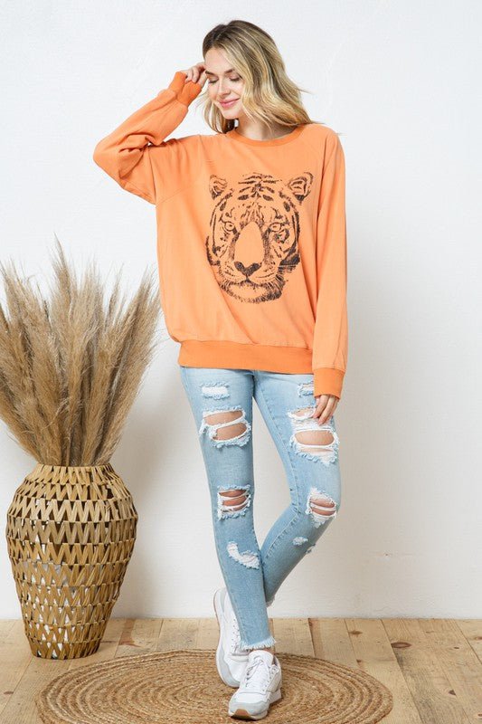 Eye Of the Tiger Studded Graphic Sweatshirt - Shop Shea Rock